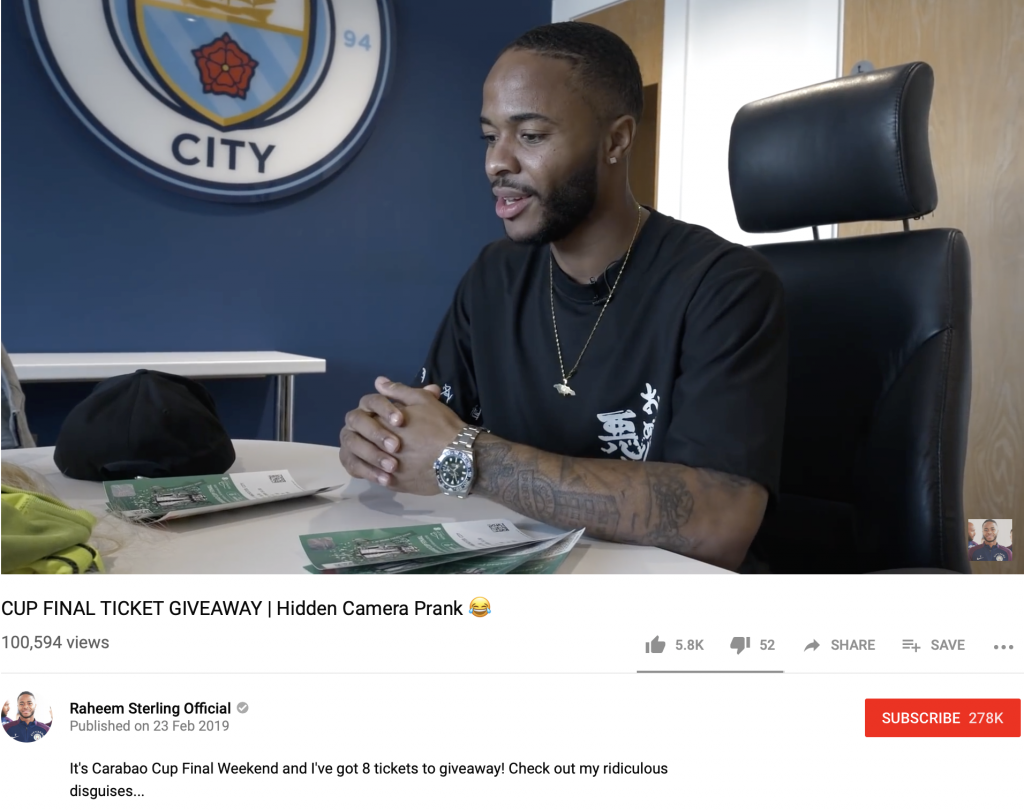 Raheem Sterling Youtube Channel